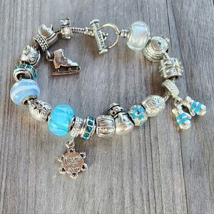 Willabee & Ward Toggle Charm Bracelet January Happy New Year Winter Ice Skating